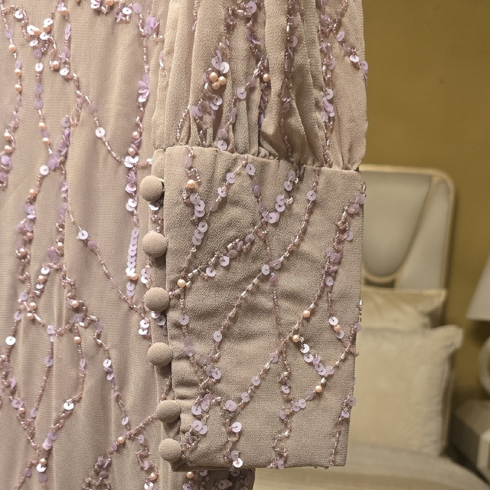 Mac Duggal Lavender Sequin Long Sleeve Dress - Picture 7 of 15